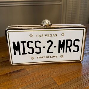 Aldo Miss 2 Mrs Las Vegas License Plate Bride to Be Clutch Bag
